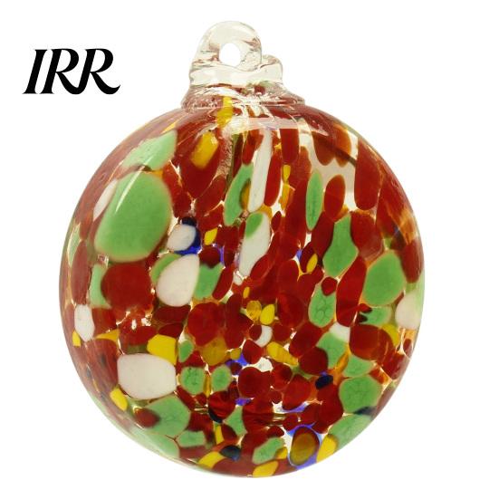 Weatherproof Decorative Sphere for Patio Hand-Blown Glass Round Disc Ornament, Christmas Tree Hanging Decoration with Colorful Spiral