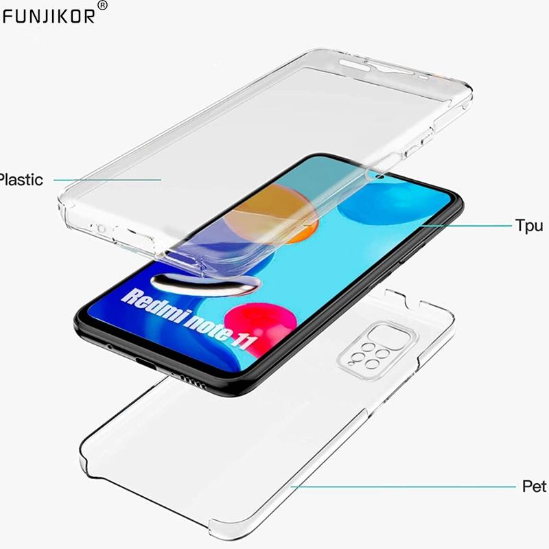 Double Clear Protect Case For Xiaomi Redmi Note 11 Pro 10 10S Redmi 9A 9C 9 10C 10A Poco M5S 360 Degree Phone Cover