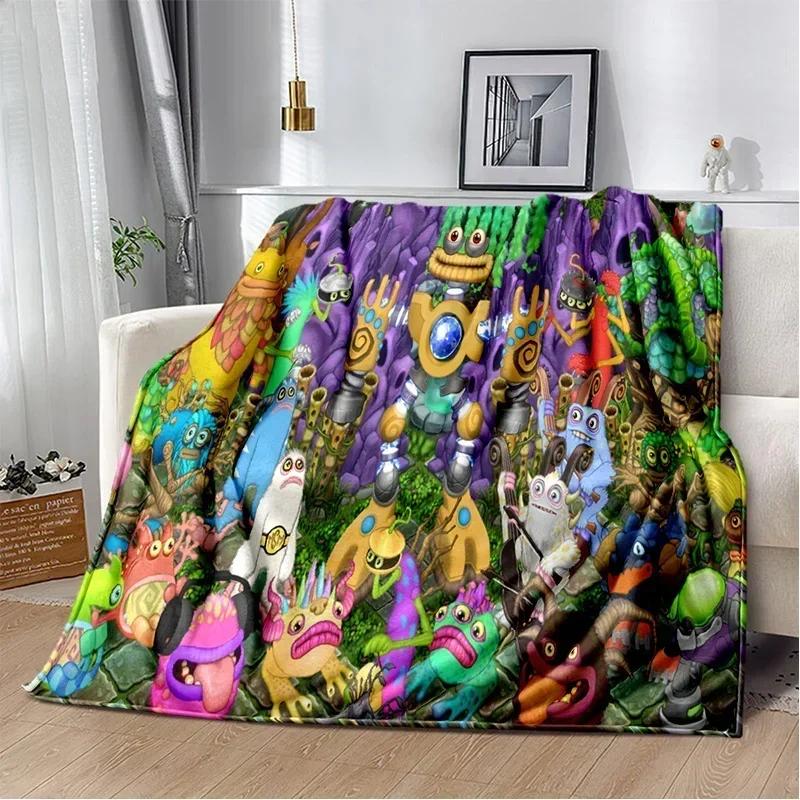 My Singing Monsters videospill tegneserie Mykt plysjteppe,flanellteppe Dyneteppe for stue soverom Sengsofa Piknik