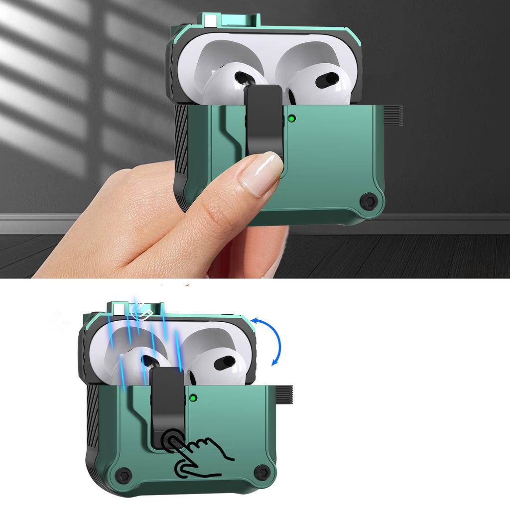 For AirPods 4 Case TPU+PC Protector Bluetooth-compatible Earbuds Cover with Carabiner