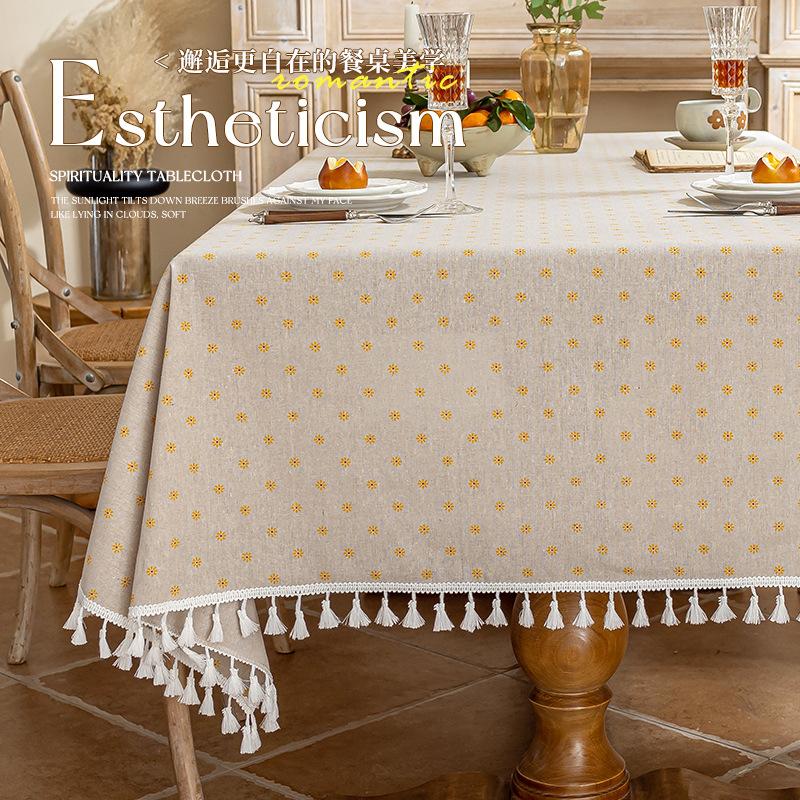 Dust-proof Decorative Coffee Table Cover Cloth Imitation Cotton and Linen Retro and Simple Tablecloth Home Restaurant Decoration