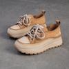 Fashion GKTINOO Genuine Leather Sneakers Thick Soled Casual Women's Shoes 2025 Autumn New Round Toe Lace-up Flat Platform Shoes