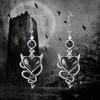 Gothic Punk Red Black Drip Glaze Devil's Heart Flower Dangle Earrings for Women Halloween Party Charm Jewelry Accessories Gifts