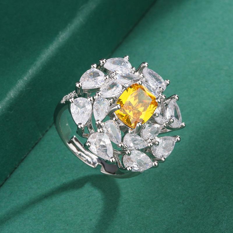 

Высококачественные лепестковые ювелирные изделия, новые легкие роскошные ювелирные изделия, полное бриллиантовое кольцо, модное кольцо с драгоценными камнями Параиба