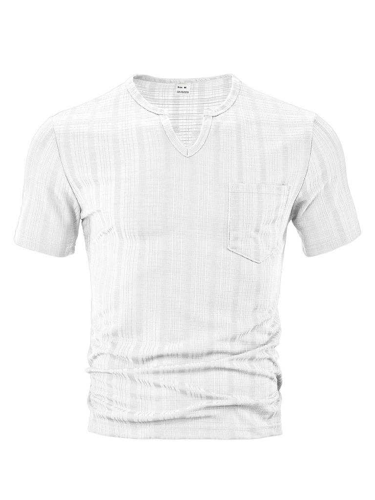 Fashion Year Men's Clothing, European and American Summer New Sports and Leisure Loose Solid Color Full Polyester Imitation Hemp V-neck Men's Short Sl