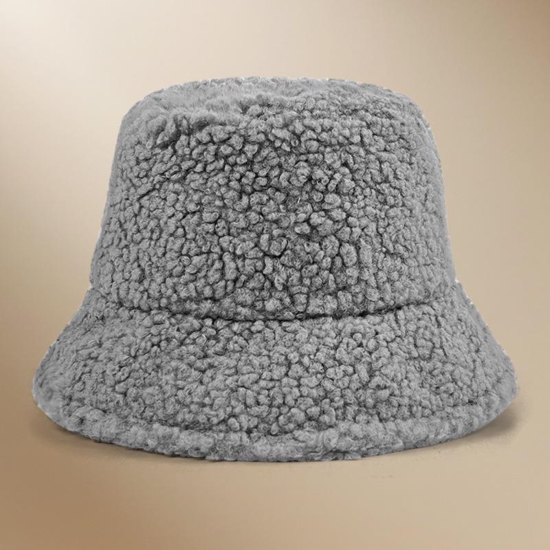 Autumn and winter thermal basin hat retro bucket hat word men and women lamb wool bucket hat