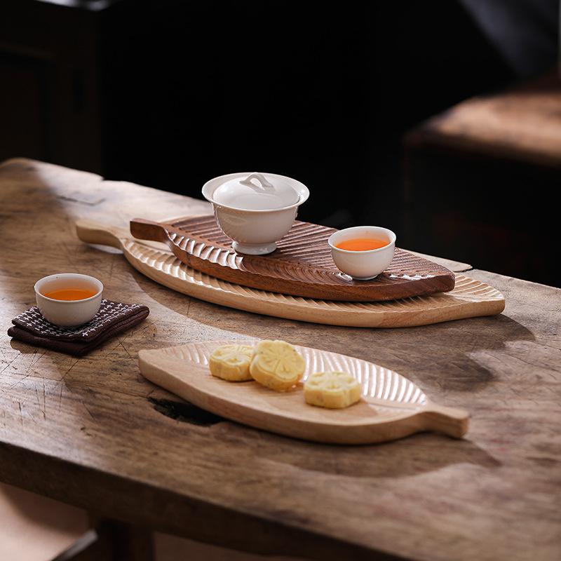 Walnut Leaf Fruit Plate Solid Wood Dry Tea Tray Household Teacup Tray Irregular Snack Tray Modern Simplicity