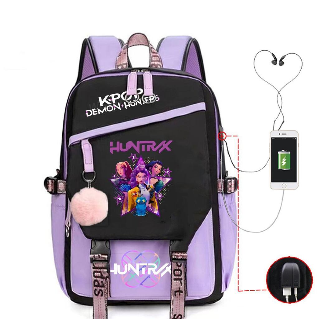 College style ins trend witch hunter Korean version USB multi-function backpack large capacity student bag