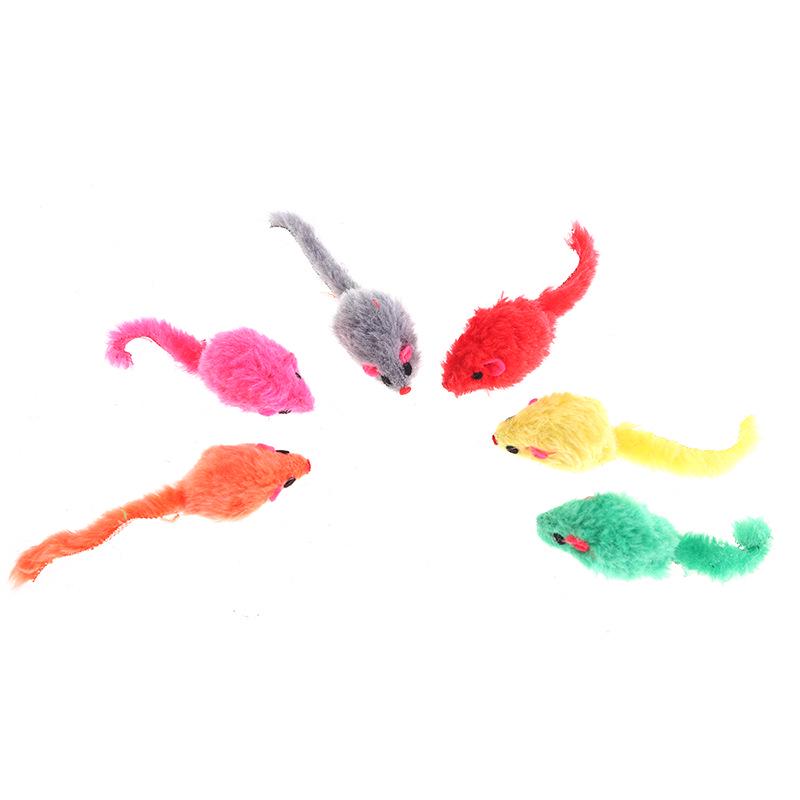 2" Plush Colored Mouse Cat Toy with Rustling Sound