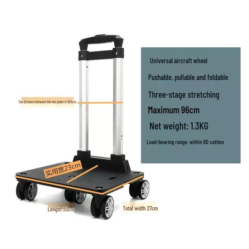 Aluminum Alloy Foldable Student Backpack Trolley with Universal Wheels