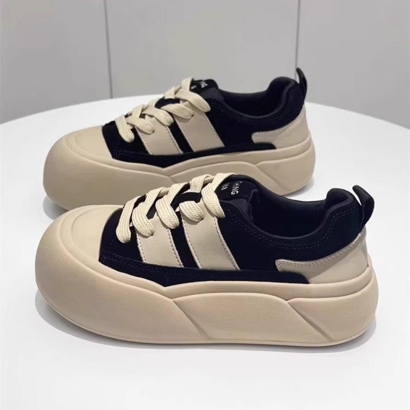 

Retro Maillard bread shoes women s autumn new versatile platform casual board shoes 35 чёрный