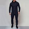 Men's Outdoor Sports Casual Solid Color Hoodie Cardigan Set
