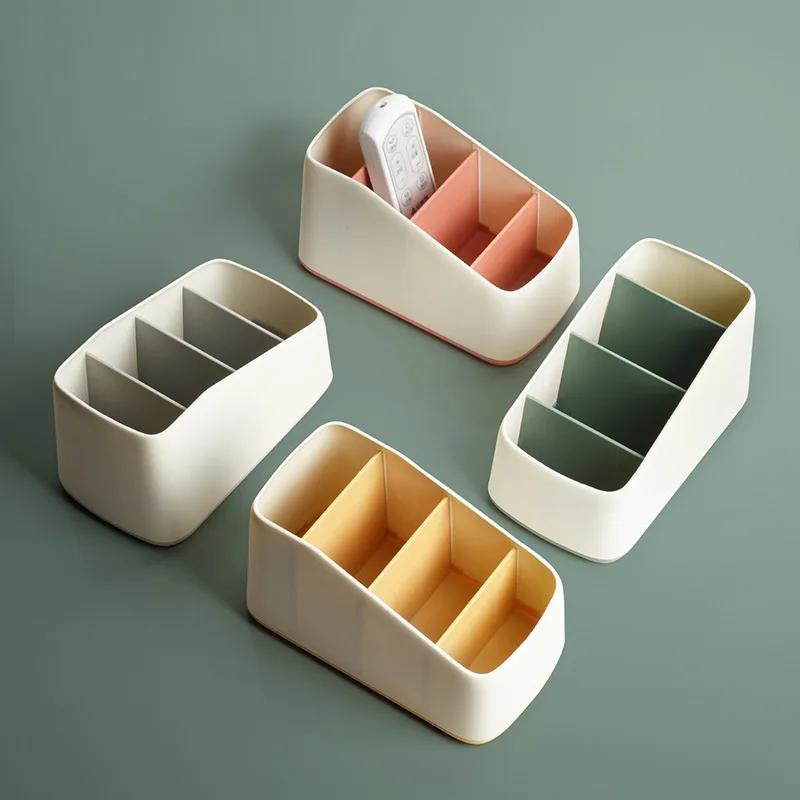 Remote Control Holder 4 Slot Desktop Storage Box TV Remote Control Phone Storage Holder Stationery Organizer Home Organizer