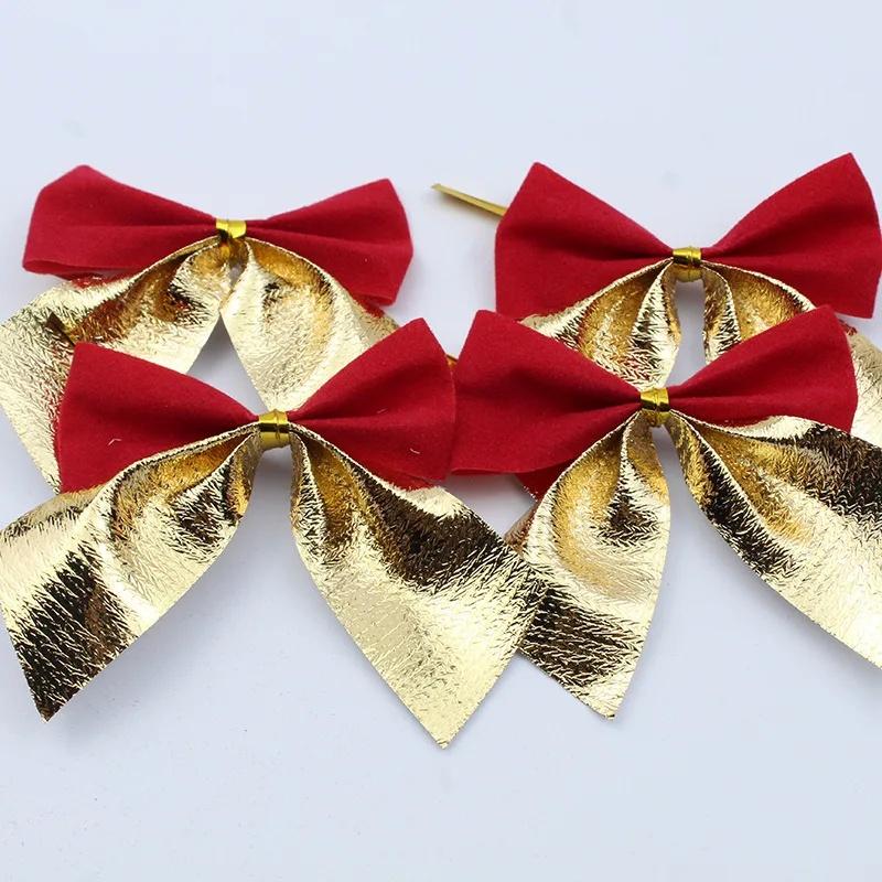 12-36PC Christmas Bow Ornaments 5.5cm Xmas Tree Bpw Hanging Pendants Gold Red Bowknot New Year Xmas Wedding Packaging Gift Decor