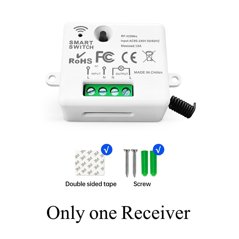 RF Wireless Remote Control Light Switch 433MHz 110V 220V Mini Relay Module,500 Meters 4-in-1 Transmitter,For Led Lamp Fan ON/OFF 1Receiver