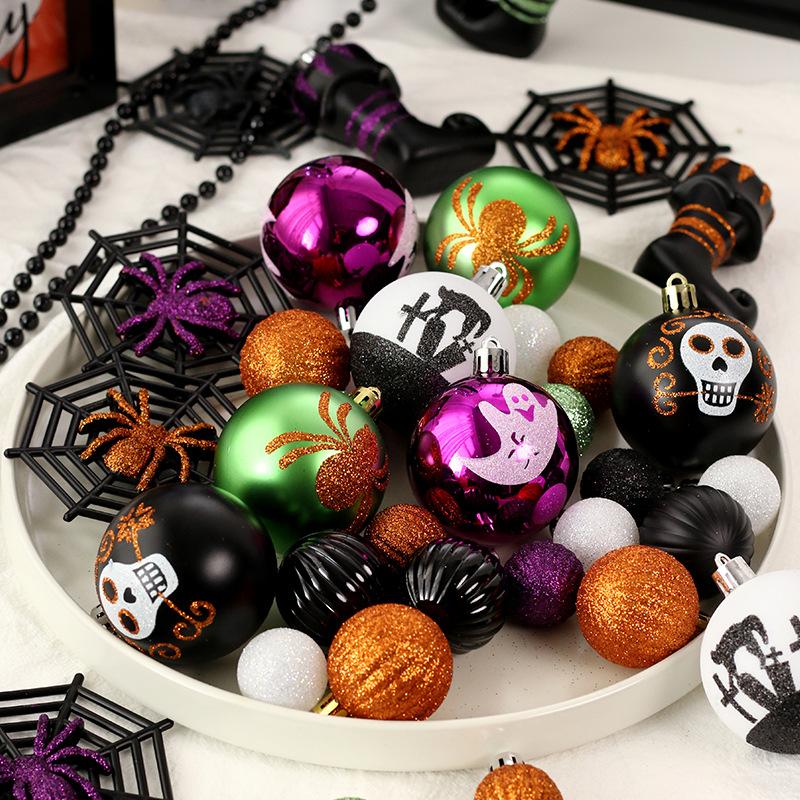 Halloween Decorations, 41 Pieces/set, Painted Skeletons, Plastic Balls, Pendant Sets, Halloween Party Pendants, Party Decoration Supplies
