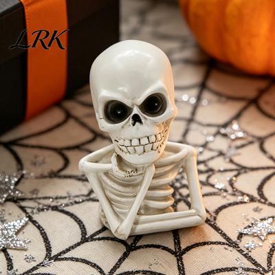 Halloween Secret Room Decorations Skeleton Thinker Statue Decor, Funny Thinking Figurine, Chin Support Skull Decor Resin Sculpture for Home