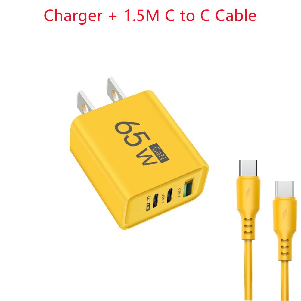 65W GaN Fast Charger USB Type C PD QC3.0 Quick Charging Charger Mobile Phone Adapter for 14 15 Pro Samsung Huawei