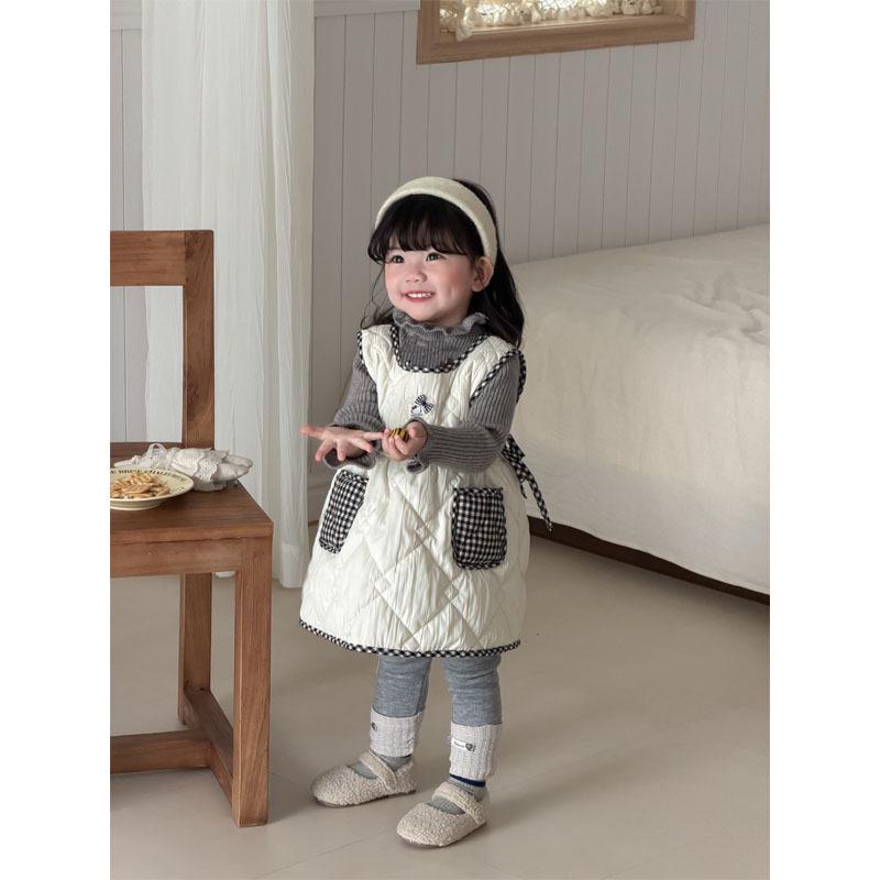 Baby Girl Korean Style Winter Vest and Long Sleeve Mori Dress Set