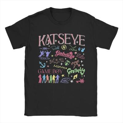 Katseye Member & Song Collage Vintage T-Shirt, Unisex Global Pop Fan Y2K Tee, 100% Cotton Casual Short Sleeve Top