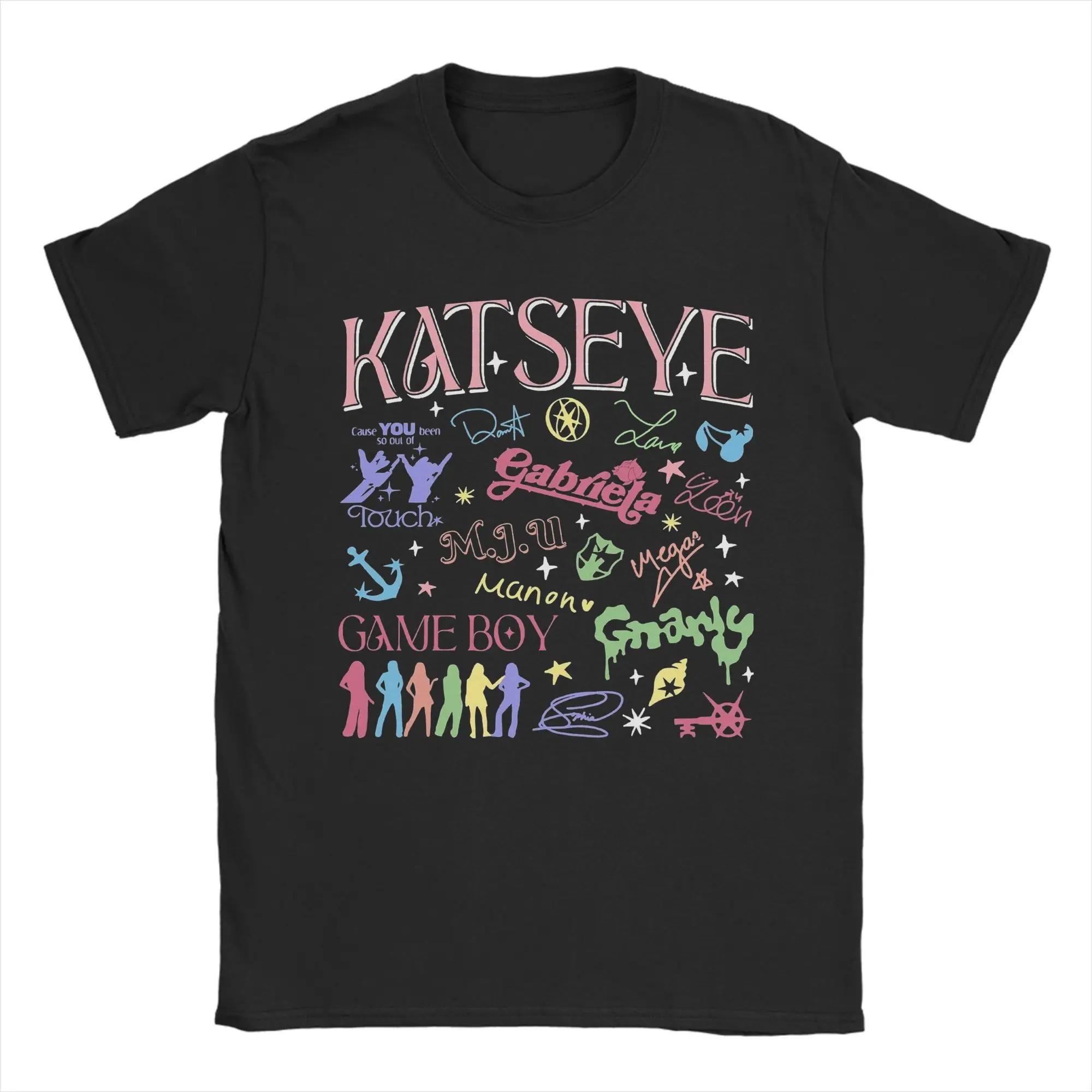 

Унисекс винтажная футболка с коллажем песен участника Katseye, футболка для фанатов глобальной поп-музыки в стиле Y2K, повседневная футболка с коротким рукавом, 100% хлопок 4XL