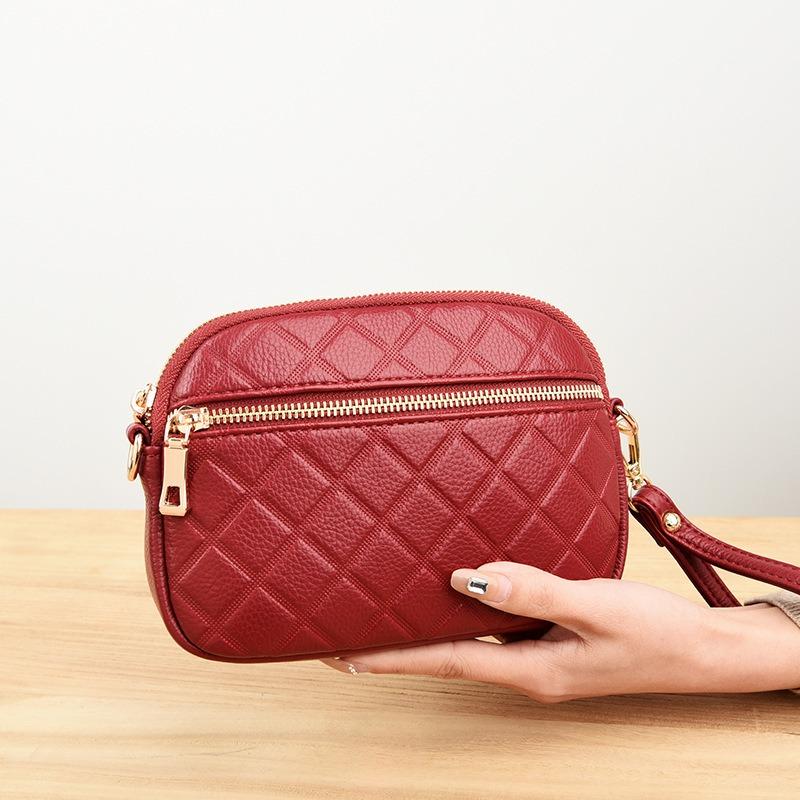 

Сумка-мессенджер ромбовидной формы в стиле ретро, оболочка из натуральной кожи, вышивка нитью, клатч, мини-наплечная сумка-коробка, OEM 20X6X14cm бордовый