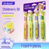 Popular Kids' Soft Bristle Three-Sided Toothbrush, Ages 3-12, Adorable Cartoon Giraffe Design