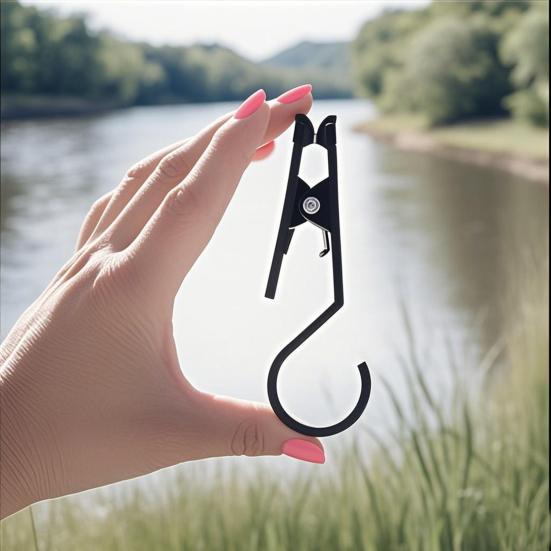 4 Pezzi Clip Gancio per Tenda da Campeggio Esterna, Gancio Robusto a Forma di S con Clip, Gancio Morsetto Portatile Leggero Multifunzione