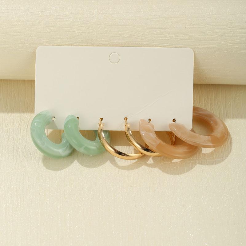 Colorful Resin Earrings Set  Pearl Hoop Candy Color Metal Mix Match 2024 New Style for Women Wedding Party Earrings