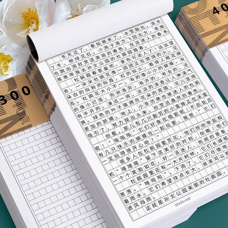 Composition & Manuscript Paper: 300, 400, 500 Squares, Single & Double Line for Students