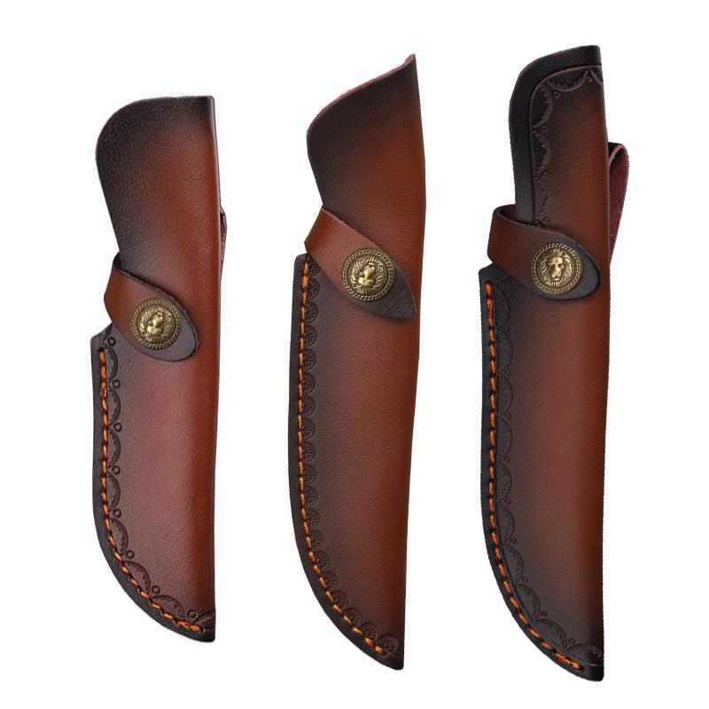 Two-Layer Cowhide Kitchen Knife and Sheath Set - Portable Outdoor Fruit Knife Set