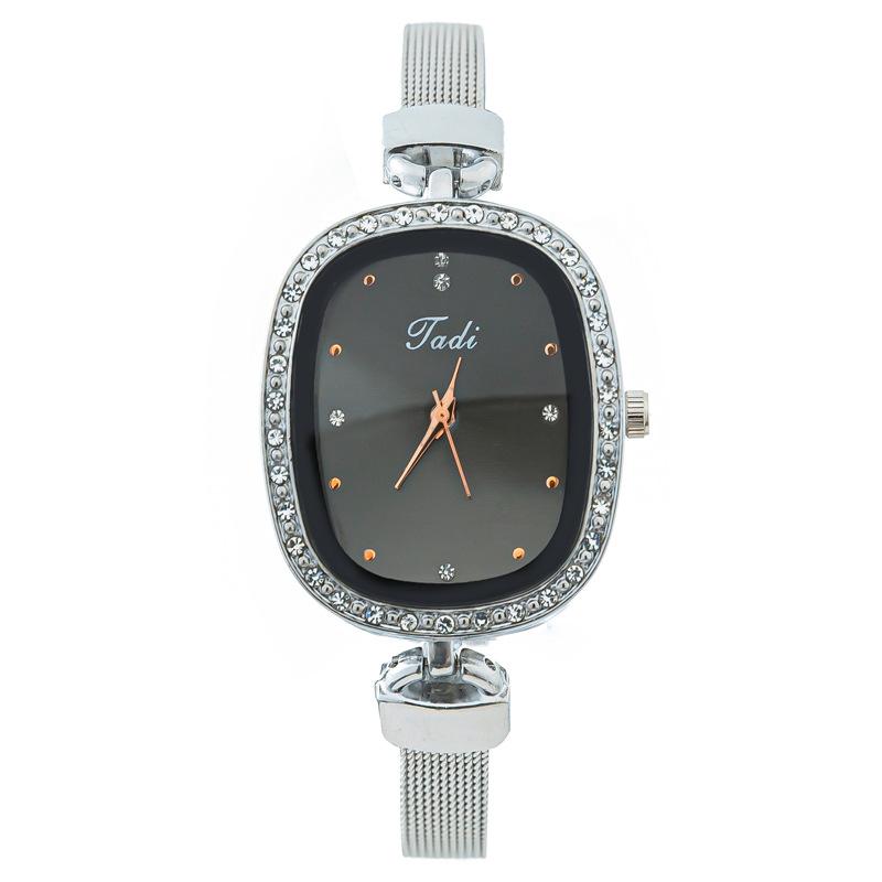 

Модные женские часы с бриллиантами и овальным циферблатом, женские часы с тонким ремешком, миланский ремешок, сетчатый ремешок, ремешок из нержавеющей стали