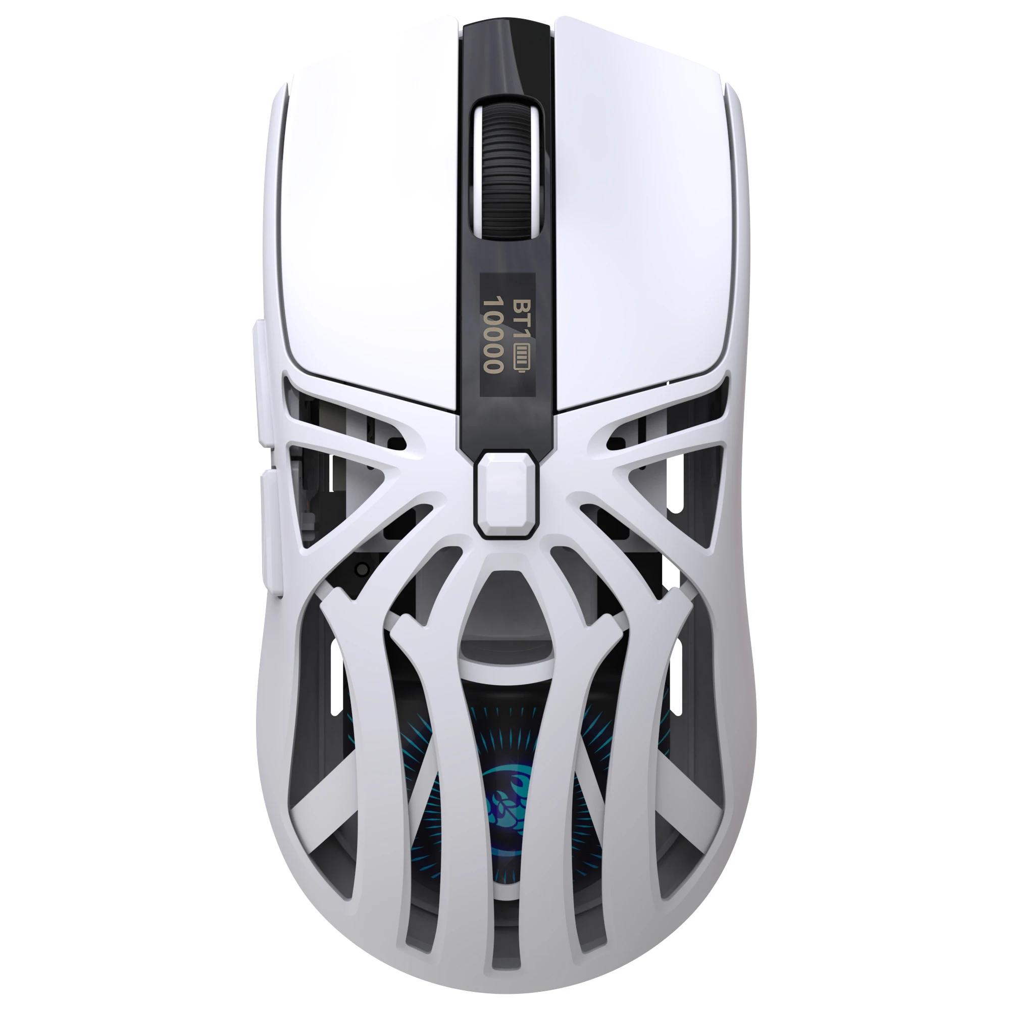 

2026 Wireless Gaming Mouse With RGB Lighting Rechargeable Battery Three-Mode Mouse USB Plug Play Right-Handed Comfort Hollow-Out білий