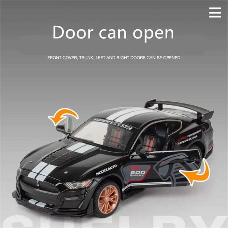 1/32 Ford Mustang Shelby GT500 Alloy Sports Car Simulation Model Diecast Metal Car Model Sound and Light Collection Toys Boys