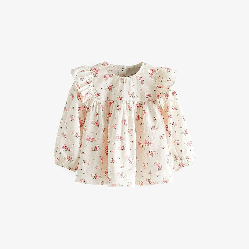 Trendy Bunny Outfit for Girls, Floral Long-Sleeve Children s Suspender Dress, Baby Spring and Autumn Outfit, Two-Piece Suspender Dress Set Milky White 5Y/120 Recommended Height 110-120cm