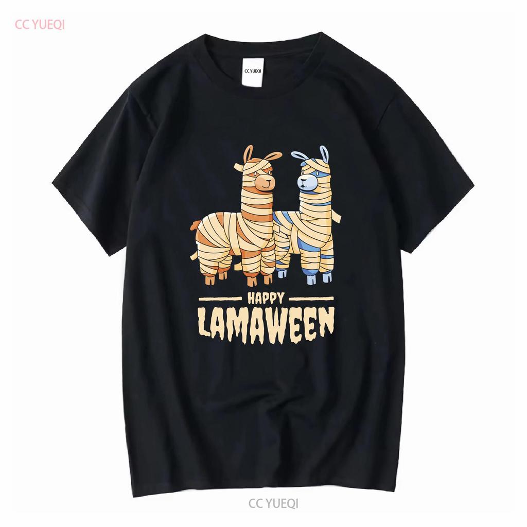 Happy Lamaween Funny Blade Halloween Mens Cotton T Shirt long or short sleeves vintage Washed fashion Stretched Slightly