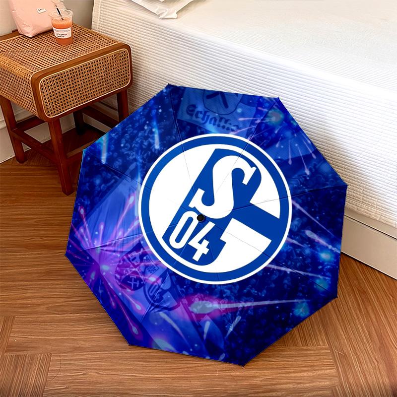 FC Schalke 04 Pattern, Automatic Folding Umbrella, Portable and Foldable Design, 8 Ribs, a Christmas or Birthday Gift.