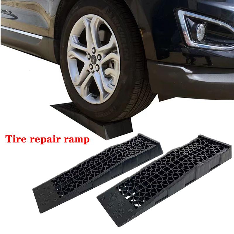 2Pcs Capacity Heavy Duty Car Ramps 70cm Plastic Portable Loading Access Ramps Lift Repair Maintenance Jack Lift Tool For 5000KG