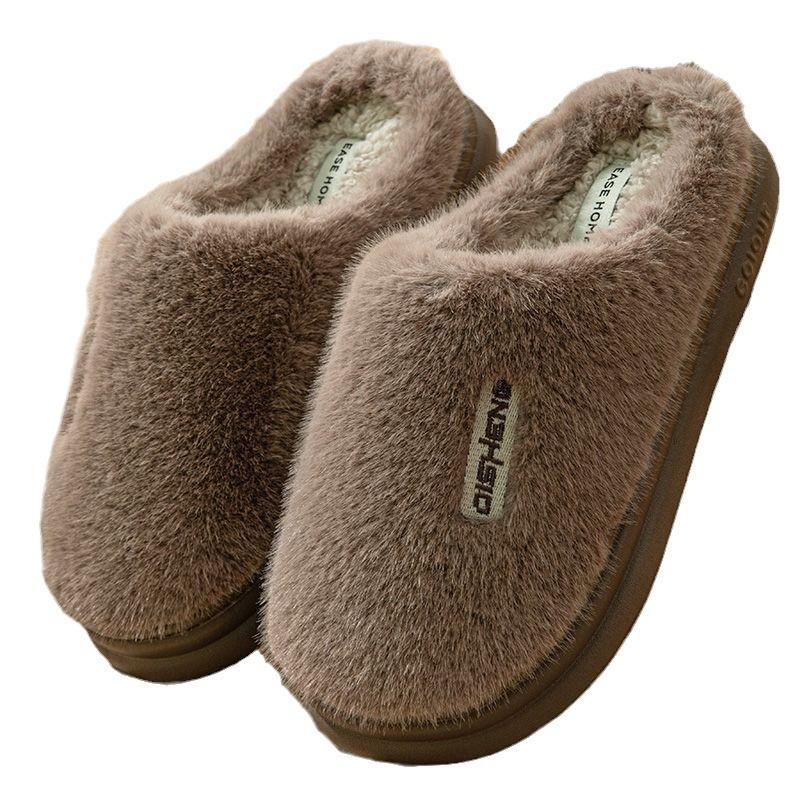 Cotton slippers men's spring and autumn winter home use indoor non-slip home warmth couple winter women's plush