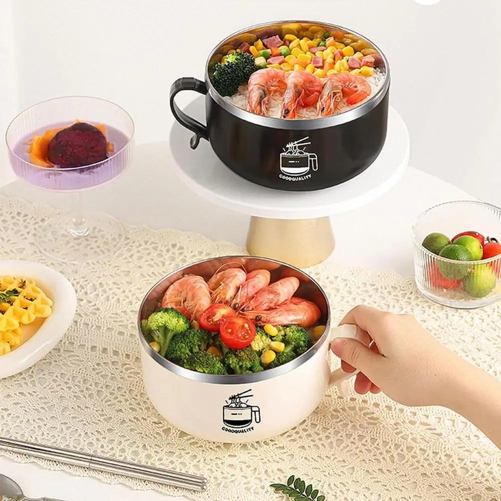 with Chopsticks and Fork Ramen Bowl Stainless Steel Lunch Box Instant Noodle Bowl Dormitory