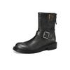 Fashion NEW Autumn Women Boots Split Leather Shoes for Women Round Toe Chunky Heel Shoes Zipper Short Boots Casual Buckle Western Boots