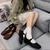 Ballet Shoelaces New Round Head Mary Jane Shoes Women's One-word Flat Bottom Shallow Mouth Single Shoes Spring Tide 2025 Versatile