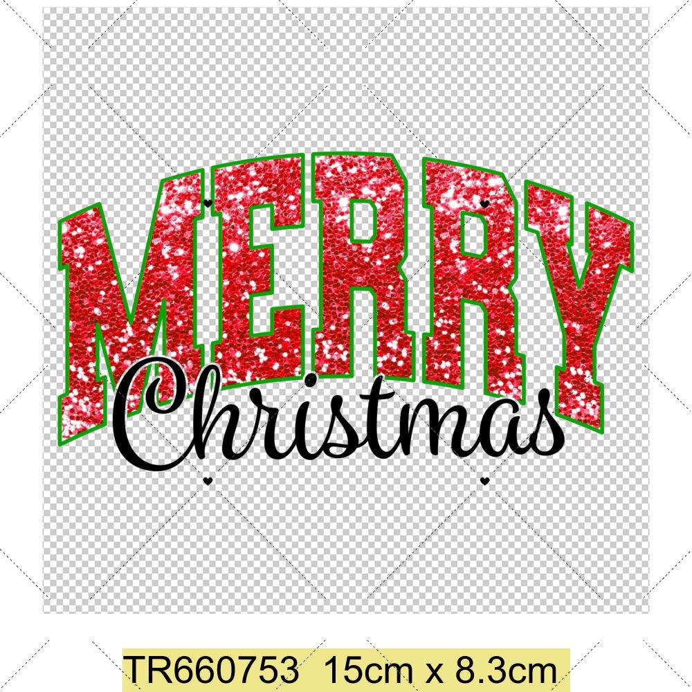Santa Claus Christmas Tree and Reindeer Heat Transfer Sticker DIY Clothing Sewing Supplies Christmas Short Sleeves Patches