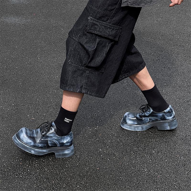 New Thick soled Men's Leather Shoes Trendy casual style design Party Nightclub Young and shoes Hot 38-46 Designer