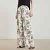 Gejin Women's Printed Wide-Leg Straight Casual Trousers