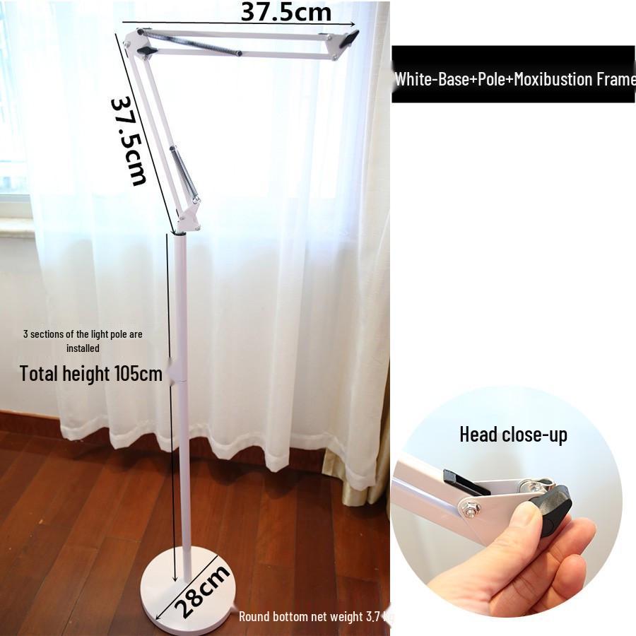 Large Round Base Floor Lamp with Metal Pole and Moxibustion Stand