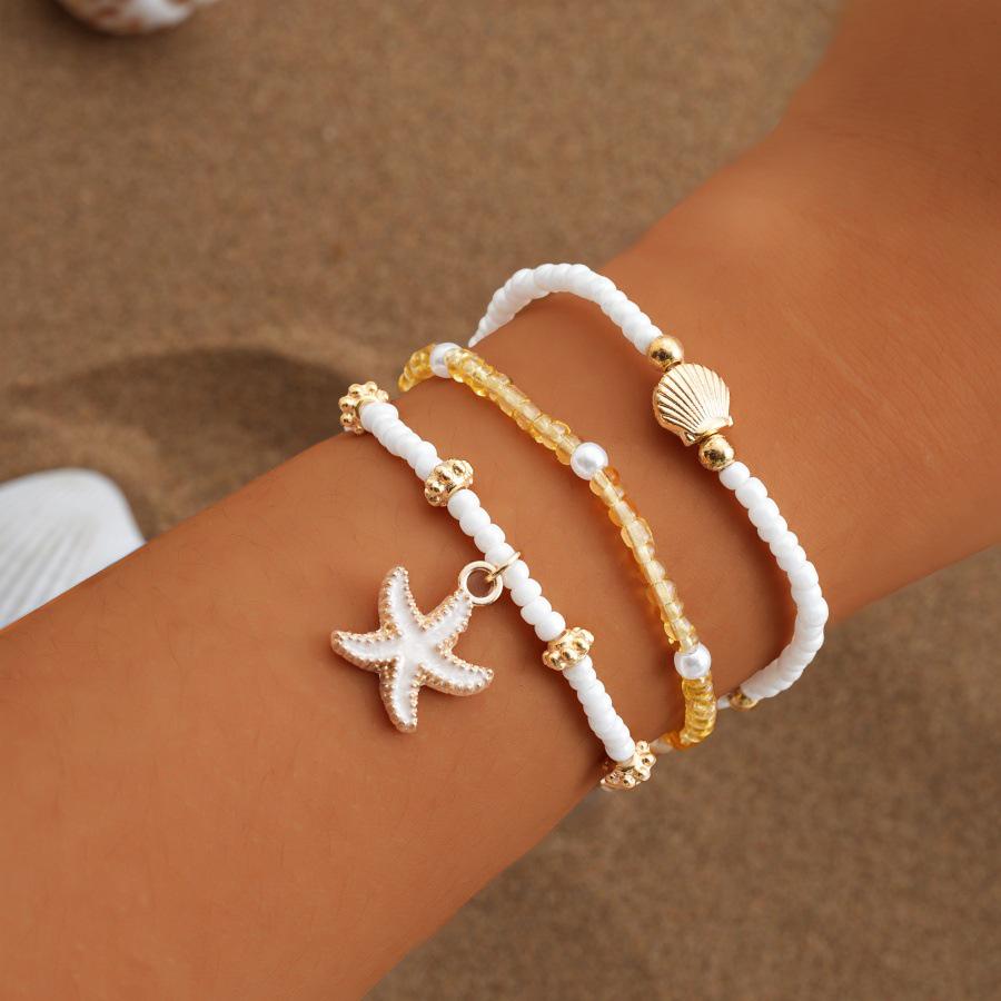 European  American Beach Multi-layer Beaded Shell Bracelet Set - Versatile Summer Ocean Jewelry