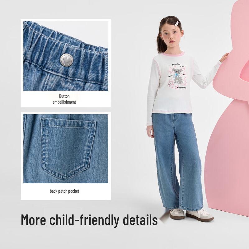 Balabala Girls' Straight-Leg Cotton Denim Jeans