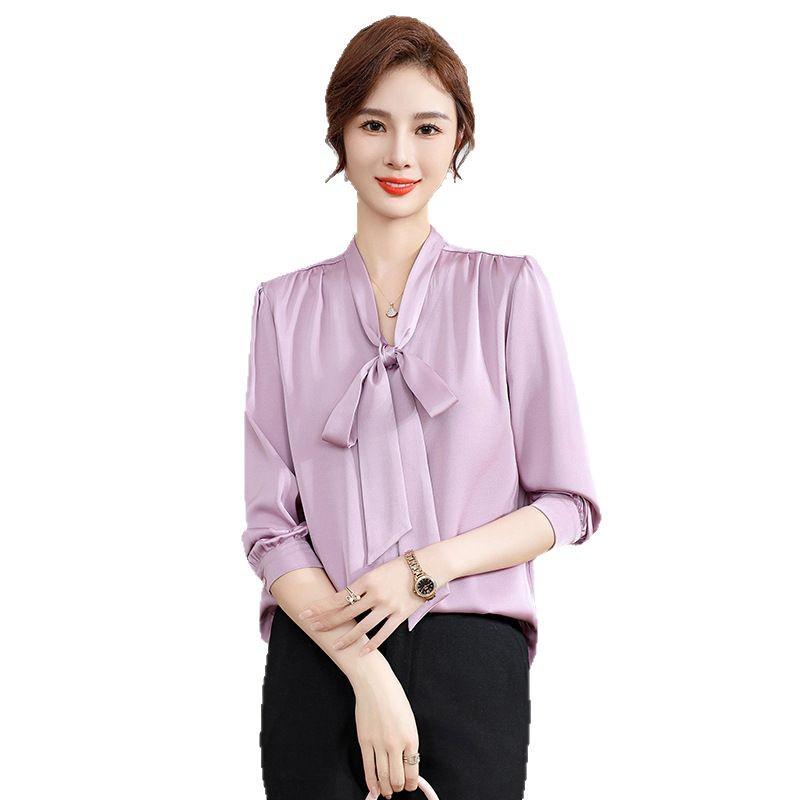 2025 Spring Women's Fashion: Casual V-Neck Chiffon Blouse in New Chinese Style