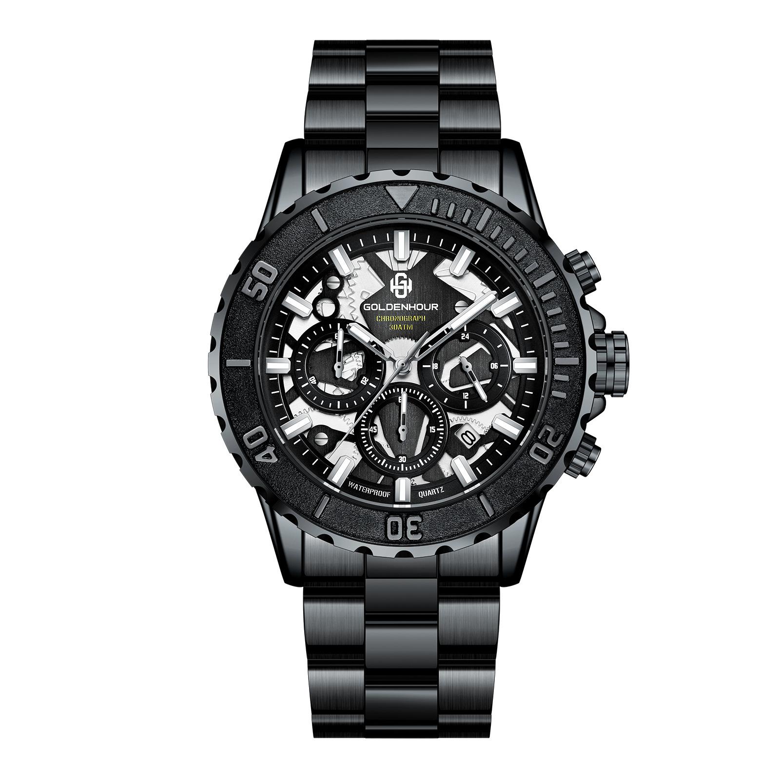 

Мужские кварцевые немеханические полые многофункциональные модные трендовые часы со стальным ремешком для бизнеса